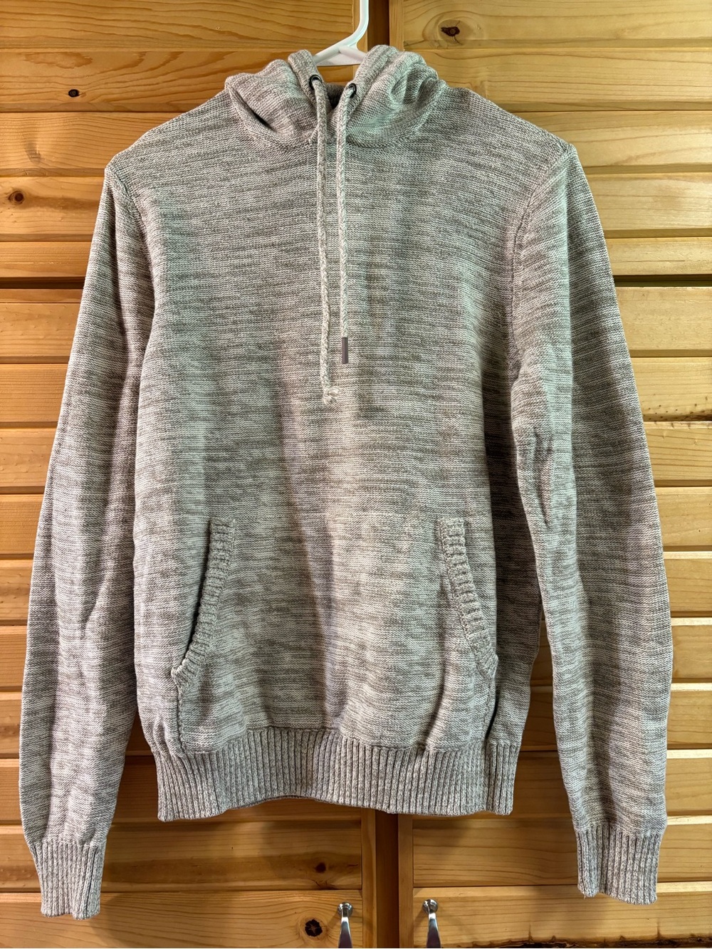 Men’s Urban Pipeline Gray Marled Knit Long Sleeve Pullover Hoodie, Size S